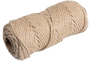 ONLYQIQIU Jute Twine String 4MM Thick for DIY Crafts Artworks Gift Wrapping, 100M/328FT Jute String Garden Twine Natural Jute Rope 3Ply for Gardening Bundling Plants Floristry Decorations