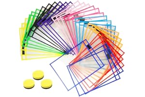 HGGZEG Multicolored Dry Erase Pockets, Resuable Sheet Protectors with 10 Assorted Colors, Supplies for Classroom, Office & Home-School Organization, 10 x 14 inches (30Pcs)