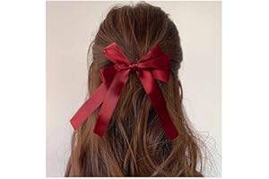 Cimenexe Vintage Rote Seidenschleife Haarspangen Französische Schleife Haarspangen Rote Fliege Haarspange Barrette Rote Schleife Knoten Haarspange Seidenschleife Kopfteil Haarschmuck Für Frauen Und