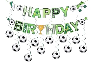 LONGHONEYSONG Fussball Deko Geburtstag Kinder, Happy Birthday Girlande, Geburtstagsdeko Kindergeburtstag Deko, Geburtstagsdeko Jungen,Geburtstagsgirlande (Fußball)