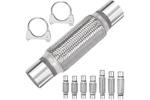 Mardatt 3Pcs Exhaust Flex Pipe Stainless Steel Exhaust Flex Pipe Double Braid Exhaust Flex Tube U-Bolt Clamp Stainless Steel Muffler U-Bolt Clamps for Cars Trucks Buses Pipes(2.2" x 8" x 12")