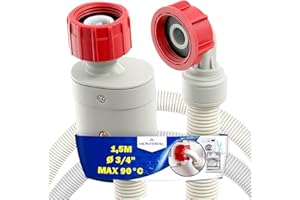 Aquastop Inlet Hose Washing Machine and Dishwasher 1,5m with Straight and Angled Safety Valve Ø 3/4" Max 90°C - Warranty 10 Years - MONTERAL