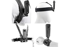 HIGATFUL Zestaw akcesoriów do Insta 360 X5-X2, uchwyt na pasek głowy + uprząż klatki piersiowej + uchwyt plecak + obracany 360° nadgarstek kompatybilny z GoPro Hero, DJI