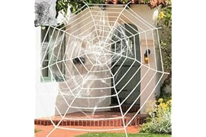NEW-YIJUNSHUN Halloween Spider Web Decorations,Giant Round Shape Triangle Spider Web White Spiderweb Halloween Spider Web Cob for Halloween Decorations Indoor and Outdoor (3.3M)