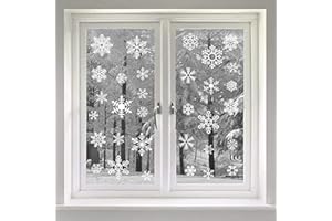 VEYLIN Lot de 48 flocons de neige autocollants réutilisables pour fenêtre