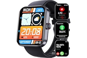 YYKY blutzucker smartwatch,1,9" smartwatch blutdruck Blutzuckertest Smart Watch,blutzucker messen ohne stechen schmerzlos Blutzuckertest modische Sportuhr (Schwarz)