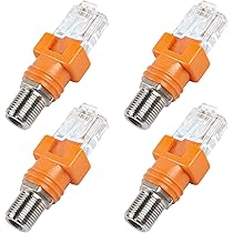 MEIRIYFA RF Naar RJ45 Converter, Coaxiale Ethernet Adapter F Vrouwelijk Mannelijke Vat Coax Koppelingen Rechte Connector Voor Line Tester 4 Stuks 786767592
