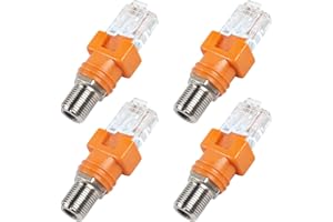 MEIRIYFA RF-zu-RJ45-Konverter, Koaxialkabel auf Ethernet-Adapter, F-Buchse auf RJ45-Stecker, Zylinder-Koaxial-Kupplungen, gerader Stecker für Leitungstester (4 Stück)