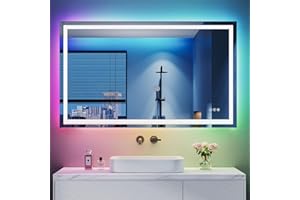 ‎DRIPEX Dripex Badspiegel mit Beleuchtung Led Spiegel mit RGB LED Streifen, Farbwechsel, Touch-Schalter, Dimmbar Badezimmerspiegel, Beschlagfrei 60 x 100 cm