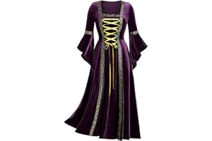 CHUNSE Fancy Dress for Adults, Women's Halloween Christmas Renaissance Costume Women Medieval Velvet Dress Irish Vintage Victorian Faire Costumes Party Halloween
