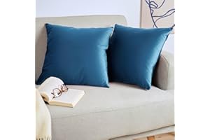 Blumtal Lot de 2 Housse de Coussin en Velours - Taie d'oreiller 40x40 Velours Doux - Housses de Coussin Fermeture Zip Cachée, pour Coussins de canapé et Coussins décoratifs, Lavable - Bleu Foncé