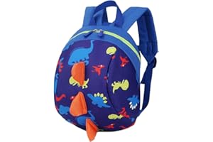 LEISURETIME Mochila de dinosaurios Harness para niños con cuerda antidesgaste, mochila antipérdida de paquetes, mochila para niños pequeños con bolsa de reins Outdoor (Blue)