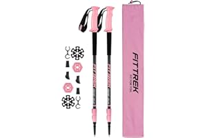 FitTrek Wanderstöcke Trekkingstöcke - Walking Stöcke Teleskop - Nordic Walking Stock Verstellbar Leicht für Damen, Herren und Kinder mit Gummipuffer, Pads und Tasche