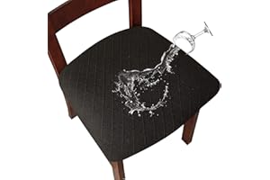SHENGYIJING Fundas de asiento elásticas impermeables de celosía de diamante para sillas de comedor, fundas de sillas de cocina con hebilla (negro, 2)
