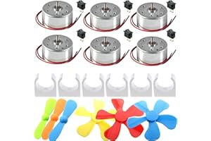 VISSQH 6 Set kit motori dc,1.5V-9V Mini Motori1500 RPM, con Mini Ventilatore Foglia e Supporto Motore in plastica,Interruttore A Bilanciere, Per Esperimento DIY Fisica Educativa Fai Da Te