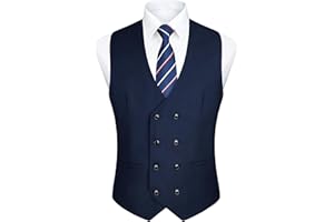 Enlision Chaleco de hombre de Doble Botonadura con Cuello en V Slim Fit Traje Chaleco Casual Formal Business Vestido Chaleco