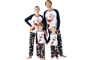 PATPAT Weihnachts Pyjama Familie Set - Christmas Pyjama Outfit Weihnachtsmuster, Weihnachtspyjama Paare Couple, Lang Familie Schlafanzüge, Matching Christmas Pyjamas für Baby Pap Mom Junge