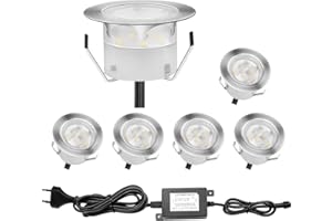 QACA Lot de 6 Spots LED Encastrable,Spots pour Escaliers Pont Lumière pour Jardin, Patio, Spots Luminaires LED Decoration les EscalierDC 12V Etanche IP67 (Blanc Froid)