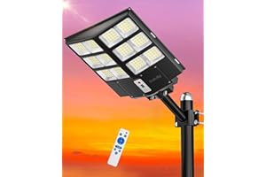 Gefolly SL-2100W Lampione Solare LED Esterno, 200000LM Faro Stradale con Pannello Solari con Sensore di Movimento, 6500K IP67 Impermeabile Faretti LED Esterno Solare per Giardino
