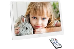 UrChoiceLtd Marco Digital Fotos 10.1 Pulgadas HD 1920x1080 Marcos Digitales Foto y Video/Reproductor de Audio/Reloj/Electrónico/Calendario Compatible con Tarjeta USB/SD con Control Remoto(Blanco)