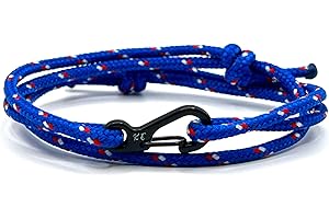 KAROO EARTH JEWELLERY Carabiner Rope Bracelet - Strong Paracord Climbing rope with Carabiner clip Bracelet - Adjustable Paracord rope with black Clasp | Durable Survival bracelet | Handmade Men's Bracelet