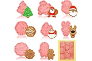 JUNBAOYYDS 8 Pcs Moldes Galletas de Plástico Navidad, Juego de Cortadores de galletas, 3D pressables, para Decoración de Fiesta