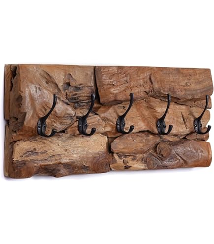 Design Delights Portemanteau Bois flotté | 49,5 x 11,4 x 7,6 cm, Couleur Nature, Bois recyclé | patère