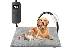 Asstikoo Tapis Chauffant Chats Chiens 70 * 45cm Coussin Chauffant électrique pour Animaux 12 Contrôle Temps& 6 Réglages Température 30-55℃,Couverture Chauffante pour Chien Anti-Mordant Imperméable