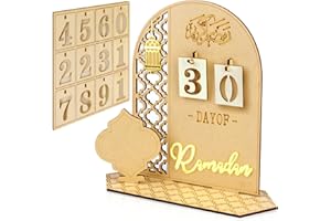 Moocuca Ramadan Kalender aus Holz, 2024 Eid Ramadan Deko Countdown-Kalender, DIY Ramadan Kalender Kinder, Eid Mubarak Dekoration Kalender für Islamische Ramadan Home und Muslimische Ramadan Party