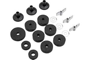 TECUNITE 18 Pieces Cymbal Replacement Accessories Cymbal Felts Hi-Hat Clutch Felt Hi Hat Cup Felt Cymbal Sleeves with Base Wing Nuts and Cymbal Washer
