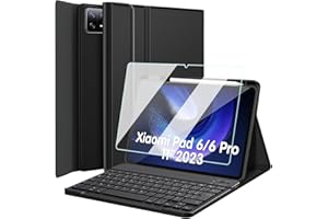 Nanhent Clavier Coque + Verre Trempé pour Xiaomi Pad 6 / Xiami Pad 6 Pro (11 Pouces) 2023, AZERTY Français Amovible Bluetooth sans Fil Clavier Étui Housse avec Protection écran (Xiaomi Pad 6)
