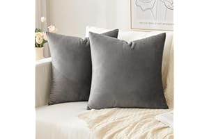 Slozzi Set of 2 Velvet Cushion Covers, Household Decorative Cushion Cover, Soft Sofa Cushion for Sofa, Bedroom, Living Room, 50 x 50 cm, Grey