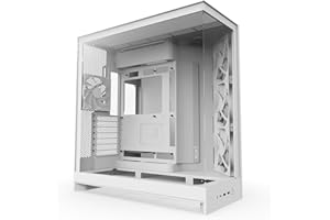 ‎NZXT NZXT H9 Flow (2025) – Obudowa ATX mid-tower z podwójną komorą – 3 x 140 mm + 1 x 120 mm fan, chłodnica 420 mm, szkło hartowane, back-connect – Biała