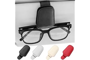 MOKHT Brillenhalter für Auto, Leder Sonnenbrillenhalter Auto, Magnetische Brillenständer für Auto Sonnenblende, Sonnenbrillen Halterung Auto für Brille Karte Ticket - Schwarz