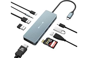 Hub USB C 10 en 1, HOPDAY USB C, Dongle avec HDMI 4K, Station d'accueil USB-C (PD 100W, USB 3.0, SD/TF, Audio 3,5 mm) pour Ordinateur Portable, Tablette, appareils de Type C