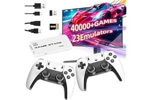 CIKIKI Retro Game Console with 2.4GHz Wireless Controllers, Game Stick 4k - 40,000 Retro Games, 128G Retro Game Stick for TV Projector