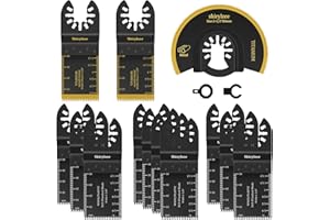 SHIRYLZEE Multitool Sägeblätter 13 tlg, Oszillierwerkzeug Zubehör, Enthalten 3 tlg Titan Sägeblatt, Holz Kunststoff Metall Multifunktionswerkzeug Zubehör für Bosch,Fein,Makita,Milwaukee, Einhel, Dremel