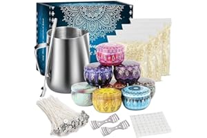 Aslanka - Kit de fabricación de velas para principiantes, kit completo de herramientas de bricolaje con cera de abejas, jarra de cero, cuchara, mechas, pegatinas, portabrocas y manual