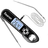 Searon Meat Thermometer Dual Probes, Instant Read Cooking Thermometer Kitchen Food Thermometer with Alarm Setting, Backlight 