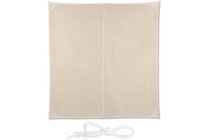 Relaxdays Sonnensegel quadratisch, wasserabweisend, UV-Schutz, mit Spannseilen, Terrasse, Balkonsegel BxT 3 x 3 m, beige