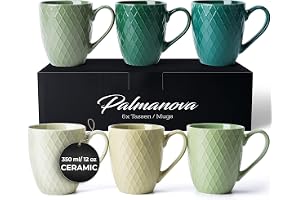 MIAMIO - Grote koffiemokken, set van 6 (6 x 350 ml) - Palmanova (Groen)