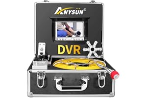 Anysun Cámara Endoscópica, Camara Inspeccion Tuberias, Camara Endoscopica para Tuberias con Grabadora DVR, Impermeable IP68, 30M Endoscopio Industrial con Monitor LCD a Color de 7 Pulgadas