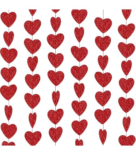 Guirlande En Papier Cœurs Roses - 3 Mètres - 16 Cœurs - Pour Saint-Valentin, Mariage, Fête Des Mères - 10