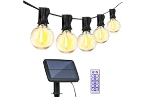Tomshine Catena Luminosa Solare da Esterno, 5,5 m, Con 12+1 Lampadine G40 da 1,5 W, Ghirlanda Luminosa da Esterno Impermeabile IP65, Adatta per Cortile, Giardino, Matrimonio