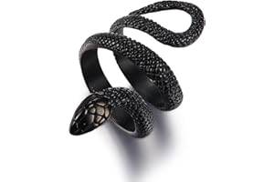 GTHIC Snake Rings for Men Women Gothic Vintage Coiled Snake Cobra Ring Punk Style Animal Serpent Ring Jewelry Gift Silver Black Size 5-15