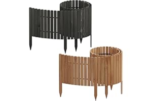 WOLTU Rollborder, Flexibler Holzzaun, Beeteinfassung Beetumrandung Rasenkante Gartenzaun Holz, Deko für Garten Blumenbeet, 203x20 cm, Anthrazit