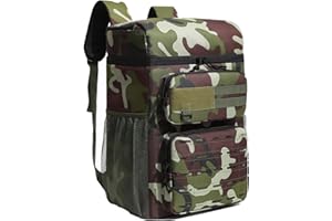 KEAIDUO Large Insulated Picnic Bag 23L, Cooler Backpack for Men Women, Double Layer Waterproof Leakproof Insulated Durable Picnic Bag for Work Hiking Camping Green Camo