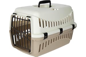Kerbl Pet Transportbox Expedion, Hundebox, Katzenbox, creme/taupe, 45x30x30cm, Kunststoff, max. Tiergewicht 10kg
