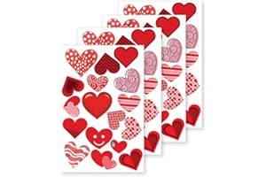 Packwith Pack of 4 Sheets / 68 PCS Cute Love Heart Stickers with waterproof ideal for Gifts Decorating Birthday, Party Favors Cards SNP56