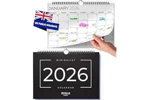 MILULA STUDIOS 2026 Calendar UK – Family Planner Calendar 2026-12 Months to View Calendar (January – December) – Large DIN A4 Monthly Wall Calendar UK - Easy & Efficient Family Organisation at Home